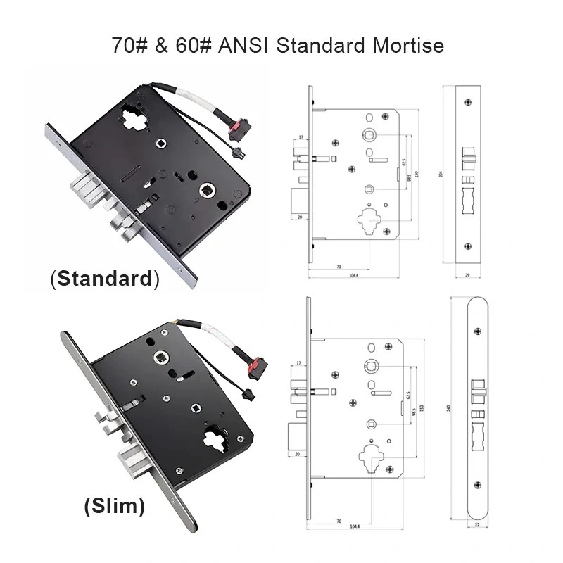 Us Standard Mortise Intelligent Key Card Hotel Door Handle Lock Wireless Hotel Lock