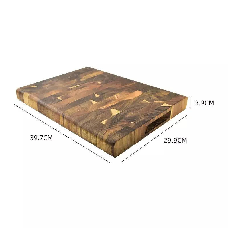 Thick End Grain Acacia Wood Cutting Board Wood Butcher Block with Two Handles for Kitchen