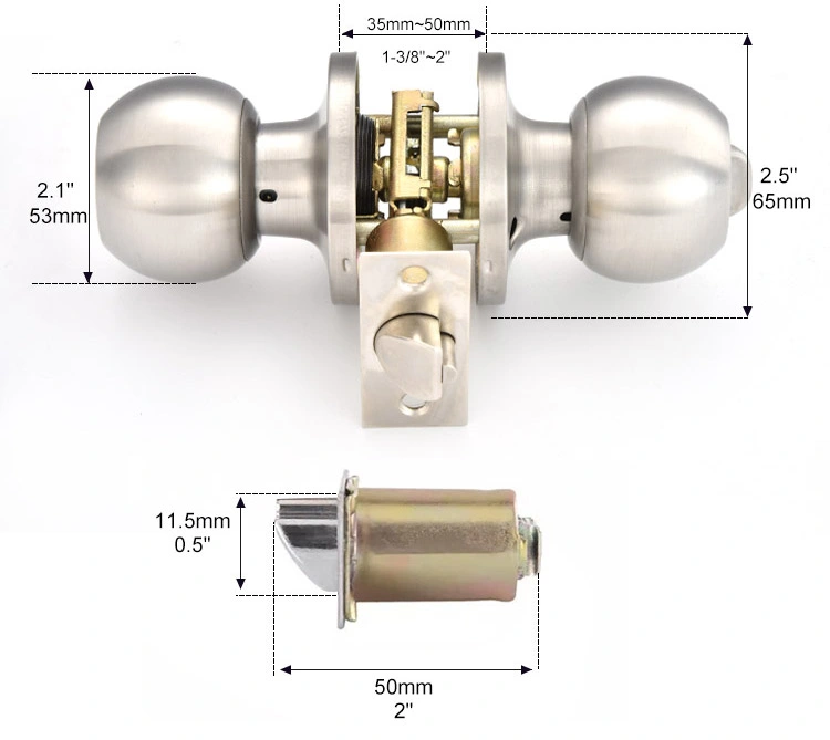 Factory Wholesales Cerradura De Pomo Chapa Ball Key Entry Tubular Cylindrical Door Knob Lock