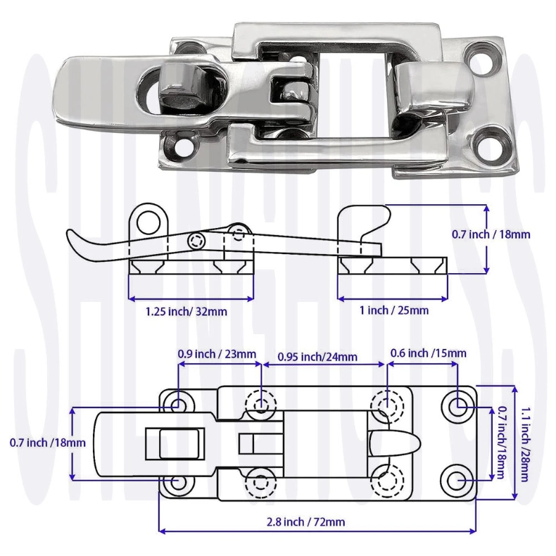 Marine Accessoriesstainless Steel 316 Boat Cabin Door Latch Anti-Rattle Boat Sliding Door Lock Latch Hasp