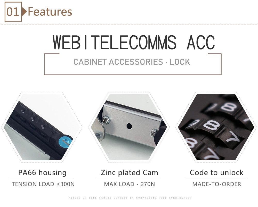 Rack Mounted Network Cabinet Swiveling Handle Coded Lock