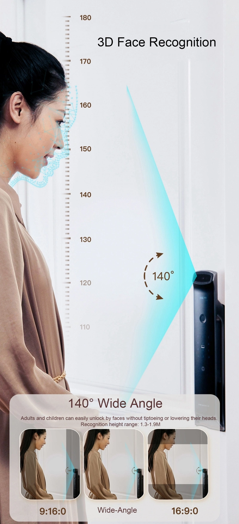 Archie Automatical Face Fingerprint Combination Card Tuya Smart Door Lock