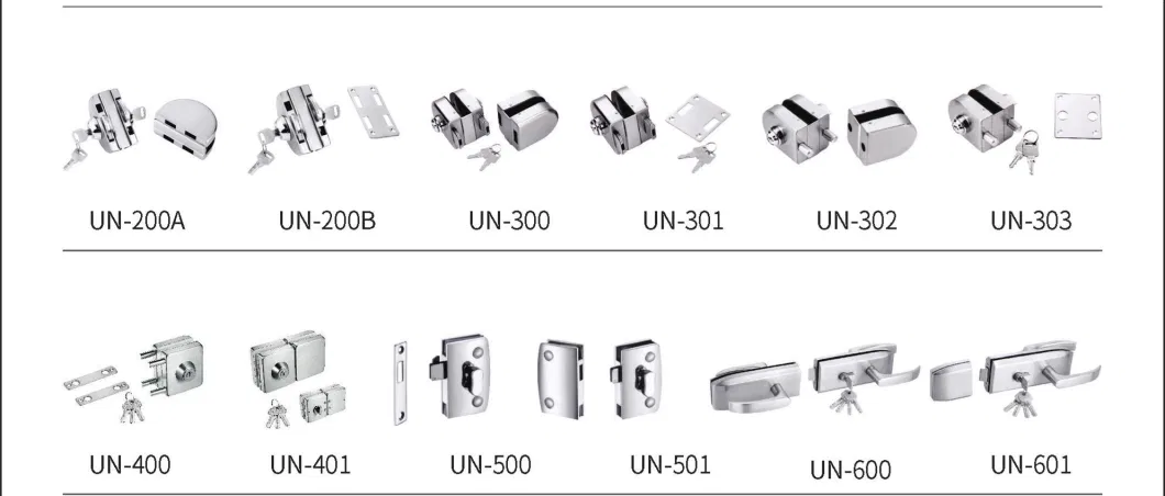 Both Side Open by Brass Keys SS304 Glass Door Lock with Brass Door Lock Cylinder for Double Side Open Glass Door