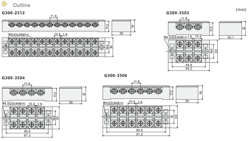 Siron Tb Series Electric Wire Screw Panel Mounted Barrier Terminal Block Fixed Terminal Blocks