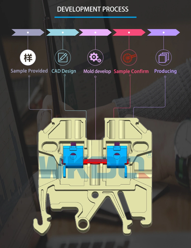 DIN Rail Feed Through Screw Cage Clamp Terminal Block