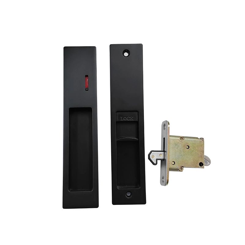 Matte Black Pocket Door Lock with Color Coded Indicators for Bathroom