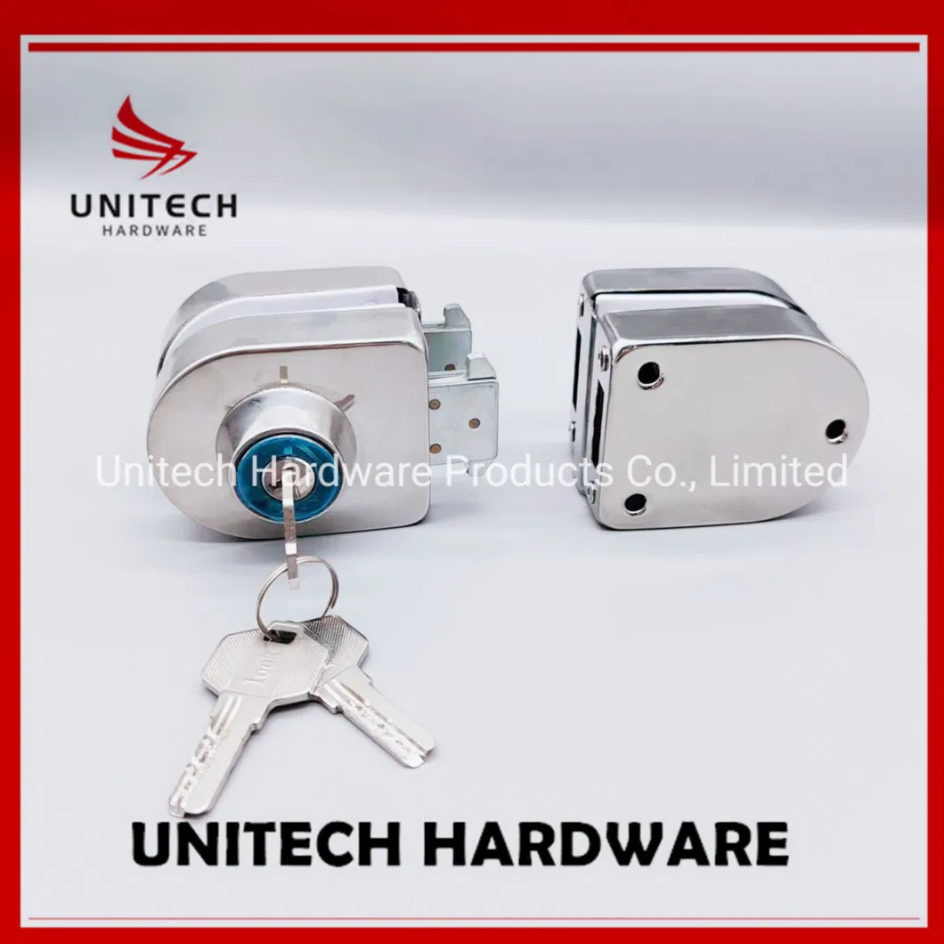 Both Side Open by Brass Keys SS304 Glass Door Lock with Brass Door Lock Cylinder for Double Side Open Glass Door