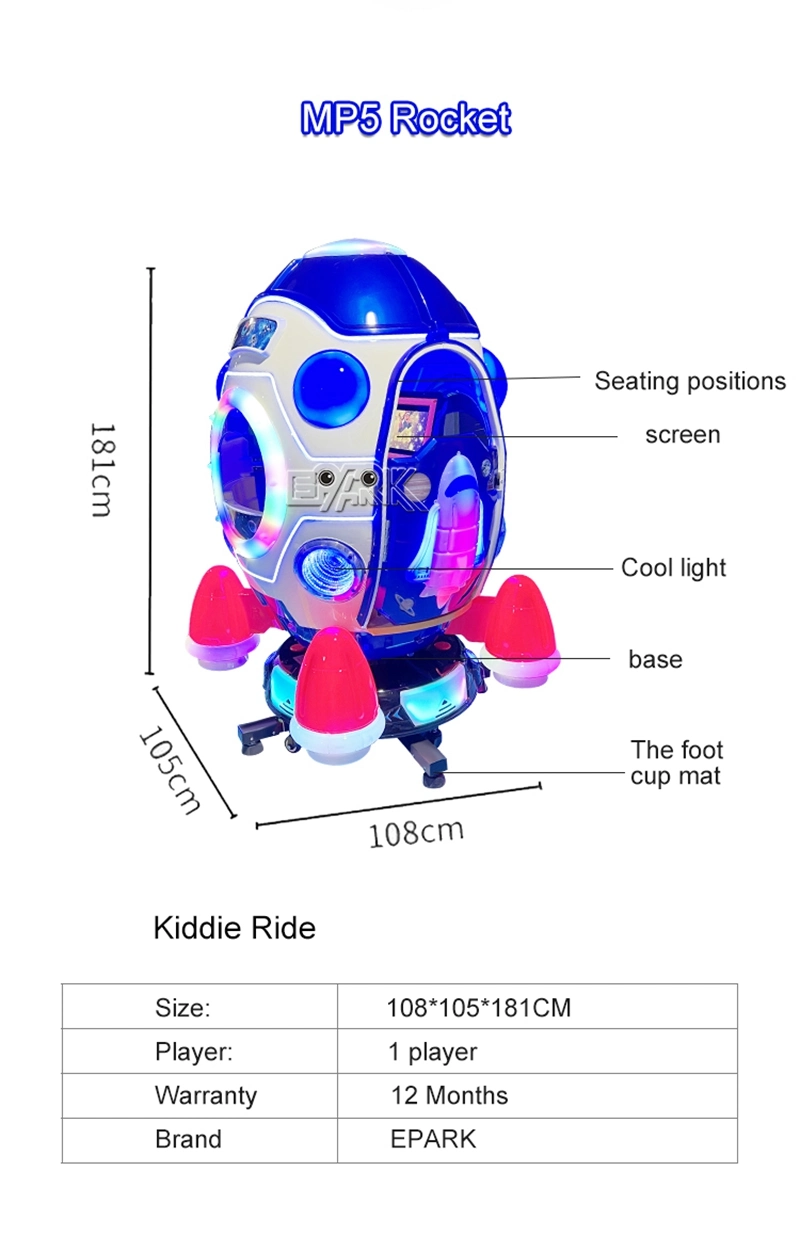 Amusement Park Coin Operated MP5 Rocket Arcade Game Machine Kiddie Ride for Sale