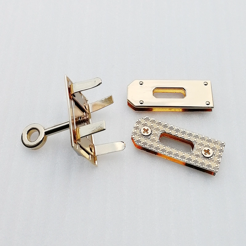 in Stock Gold Metal Rectangle Turn Lock Bag Accessories Fastener Twist Clasp Lock