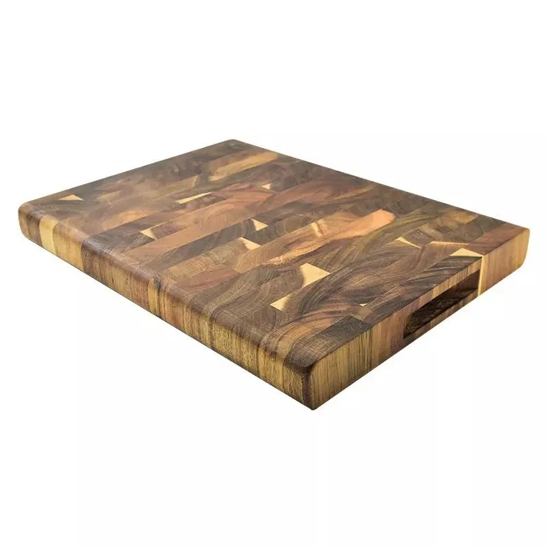 Thick End Grain Acacia Wood Cutting Board Wood Butcher Block with Two Handles for Kitchen