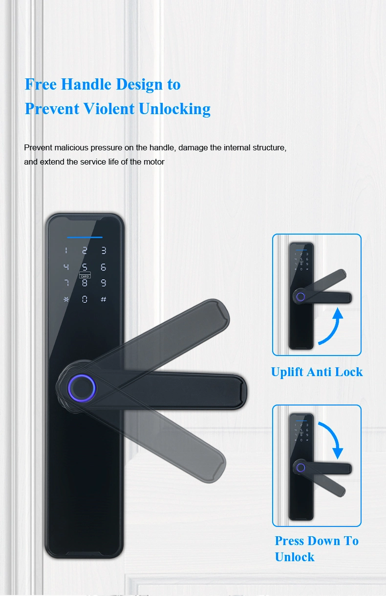 Smart Home Hotel Door Digital Lock Residence Tuya Smart Life APP Ttlock Fingerprint Passcode Card WiFi Smart Door Locks