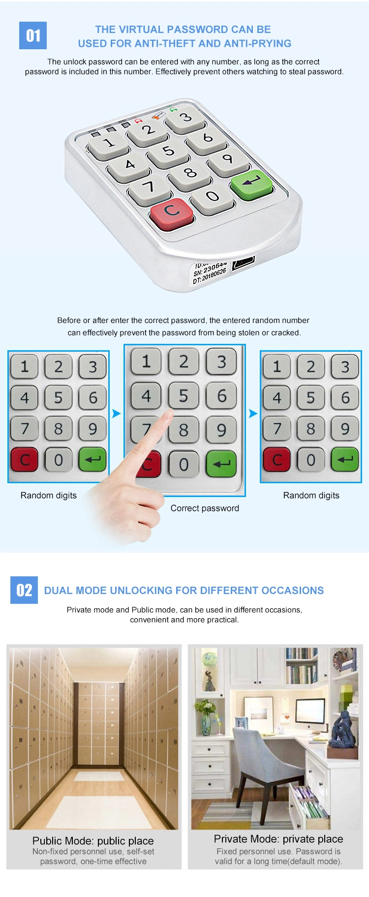 Safety Keyless RFID Card Digital Electric Smart Cabinet Lock