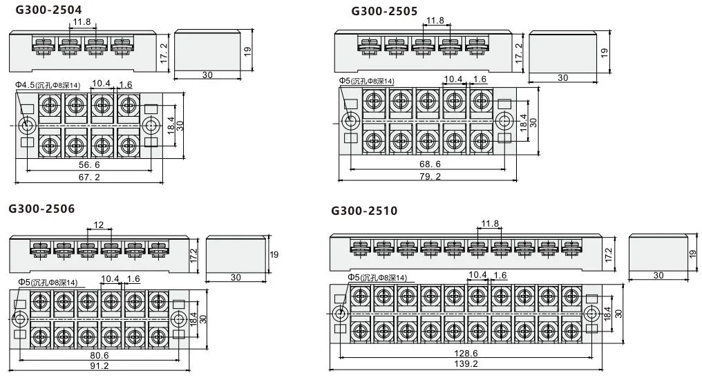 Siron Tb Series Electric Wire Screw Panel Mounted Barrier Terminal Block Fixed Terminal Blocks