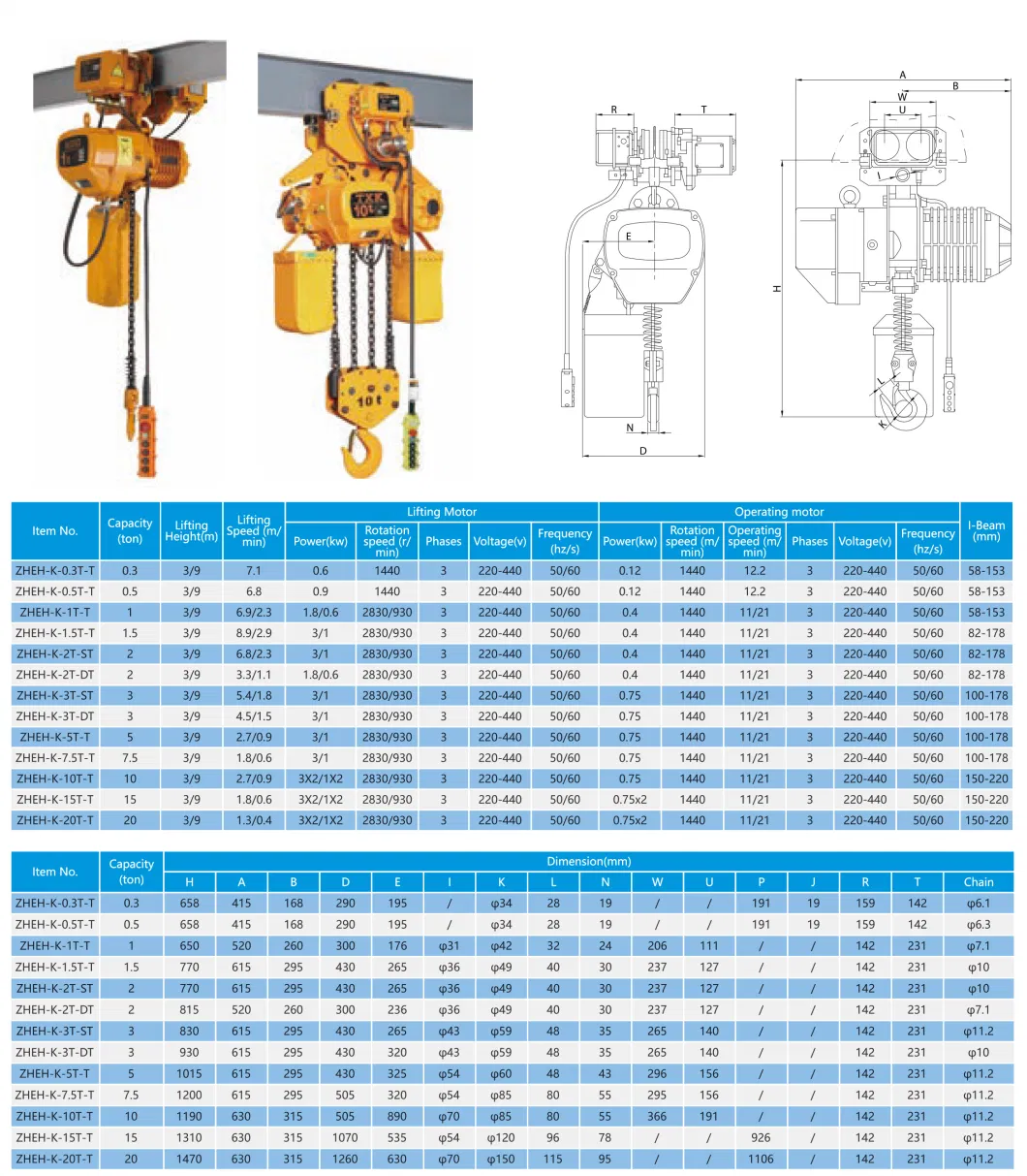 China Manufacturer Motor Electric Chain Block