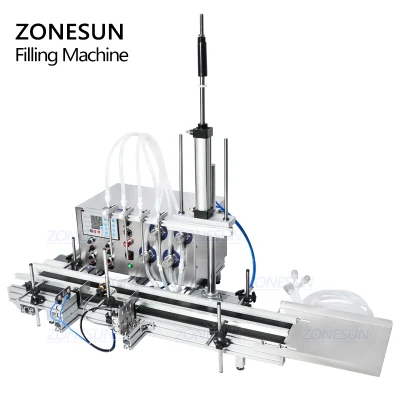 Zonesun Four Heads Automatic Water Soybean Milk Juice Cooking Oil Nursing Solution Toner Makeup Remover Shampoo Hand Sanitizer Detergent Ink Liquid Filling Mach