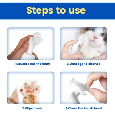 Wholesale Pet Supply 150ml Foam with Massage Head Pet Dogs&Cats Paw Deep Cleaning Foam Pet Foot Paw Cleansing Foam