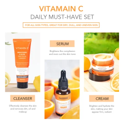 OEM Wholesale Cosmetics Face Skincare Brightening Moisturizing Whitening Vitamin C Face Skincare Set