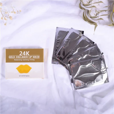 Private Label Hydrogel Lip Plumping Mask 24K Collagen Crystal Gold Lip Mask