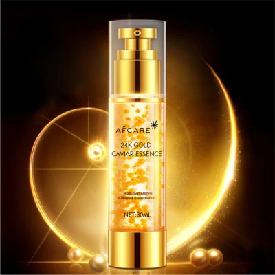 Private Label Custom Skin Whitening Moisturizing Anti-Aging Natural Organic 24K Gold Caviar Face Serum