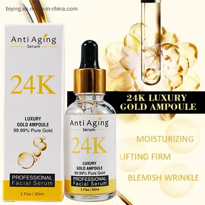 Private Label Luxury Facial Serum Moisturizing Firming Whitening Facial Essence Anti Aging Wrinkle 24K Gold Skin Care Face Serum