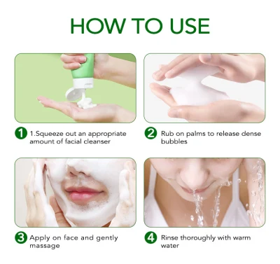 Organic Skin Care Collagen Amino Acid Cleaning Pores Foam Vitamin C Facial Cleanser Cream for Dry Skin