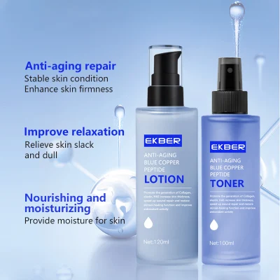 Customize Logo Natural Organic Blue Copper Peptide Hydrating Dry Skin Toner for Face Blue Copper Peptide Toner