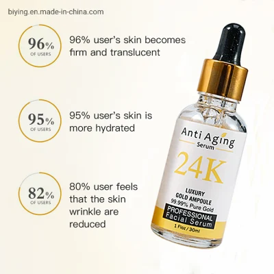 Private Label Luxury Facial Serum Moisturizing Firming Whitening Facial Essence Anti Aging Wrinkle 24K Gold Skin Care Face Serum