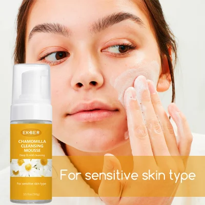 Customize Logo Exfoliating Cleansing Mousse Foam Plastic Foam Pump Bottle Chamomilla Facial Cleanser Mousse
