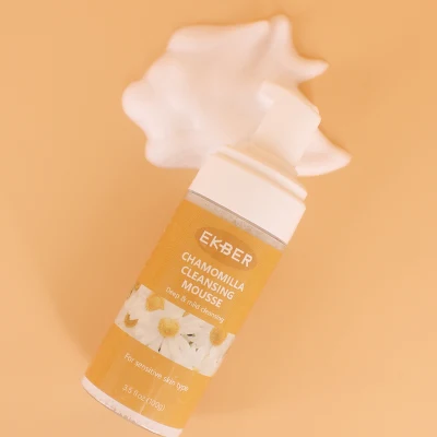 Customize Logo Exfoliating Cleansing Mousse Foam Plastic Foam Pump Bottle Chamomilla Facial Cleanser Mousse