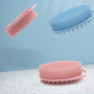Popular Ultra Soft Silicone Double Face Cleansing Sided Scalp Massager Shampoo Brush Baby Silicone Bath Brush