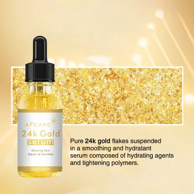 Private Label Organic Nature 24K Gold Serum Facial Moisturizing Whitening Brightening Wholesale Face Serum