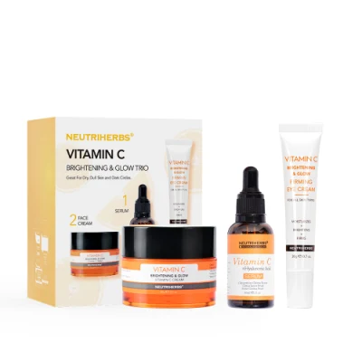 OEM Wholesale Cosmetics Face Skincare Brightening Moisturizing Whitening Vitamin C Face Skincare Set