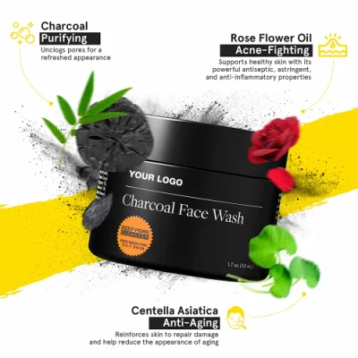 Pore Cleanser Cleaning Exfoliating Anti-Acne Organic Face Wash and Makeup Remover Blackhead Remover Charcoal Cleanser with Face Wash