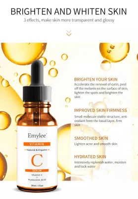 Facial Skin Care Essence Vit C Brightening Serum with Hyaluronic Acid Face 20% Vitamin C Serum