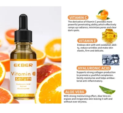 Vegan Organic Deep Moisturizing Anti Aging Skin Care Vitamin C Retinol Hyaluronic Acid Face Serum