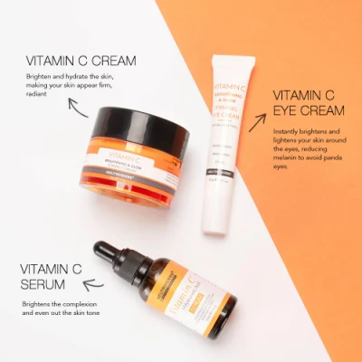 OEM Wholesale Cosmetics Face Skincare Brightening Moisturizing Whitening Vitamin C Face Skincare Set