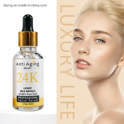 Private Label Luxury Facial Serum Moisturizing Firming Whitening Facial Essence Anti Aging Wrinkle 24K Gold Skin Care Face Serum