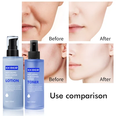 Customize Logo Natural Organic Blue Copper Peptide Hydrating Dry Skin Toner for Face Blue Copper Peptide Toner