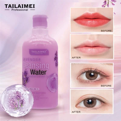 Tailaimei All in 1 Lavender Makeup Remover Cleansing Face Hydrating Moisture 2 in 1 Makeup Removing Water Makeup Removing Oil