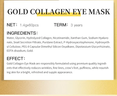24K Hydrogel Mascarillas De Ojos Under Gold Collagen Crystal Eye Mask