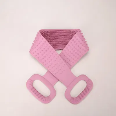 Pink Blue Factory Custom Extra Long Silicone Thickness Two-Sided Rubbing Bath Towel Silicone Brush for Children and Adults