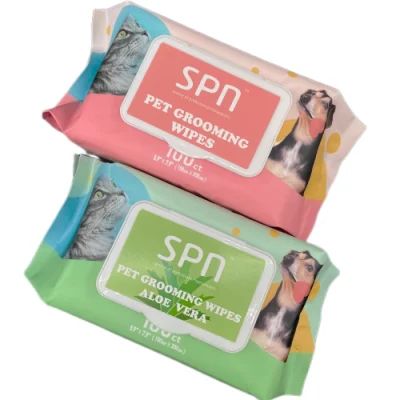 Compostable Big Size Softe and Gentle Disinfect Soft Dog and Cat Wet Clean Tissue Pets Face and Mouth Towels Lightening Sensitive Eco-Friendly Animal Wet Wipe