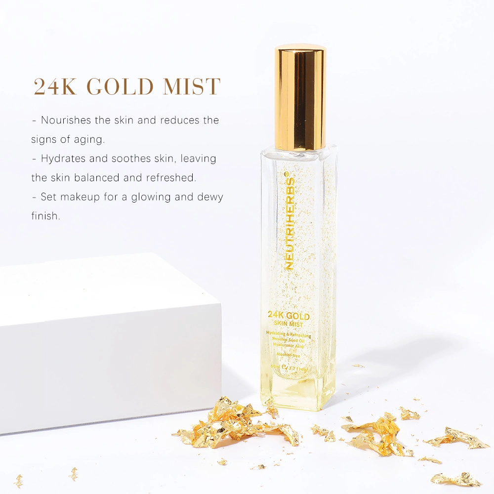 OEM Cosmetics Makeup Hydrating Moisture Rose Face Toner 24K Gold Mist