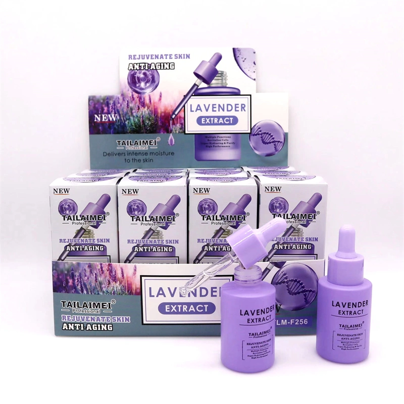 Custom Logo Lavender Extract Anti-Aging Serum Natural Organic Hydrating Revitalize Skin Rejuvenation Face Care Brightening Serum