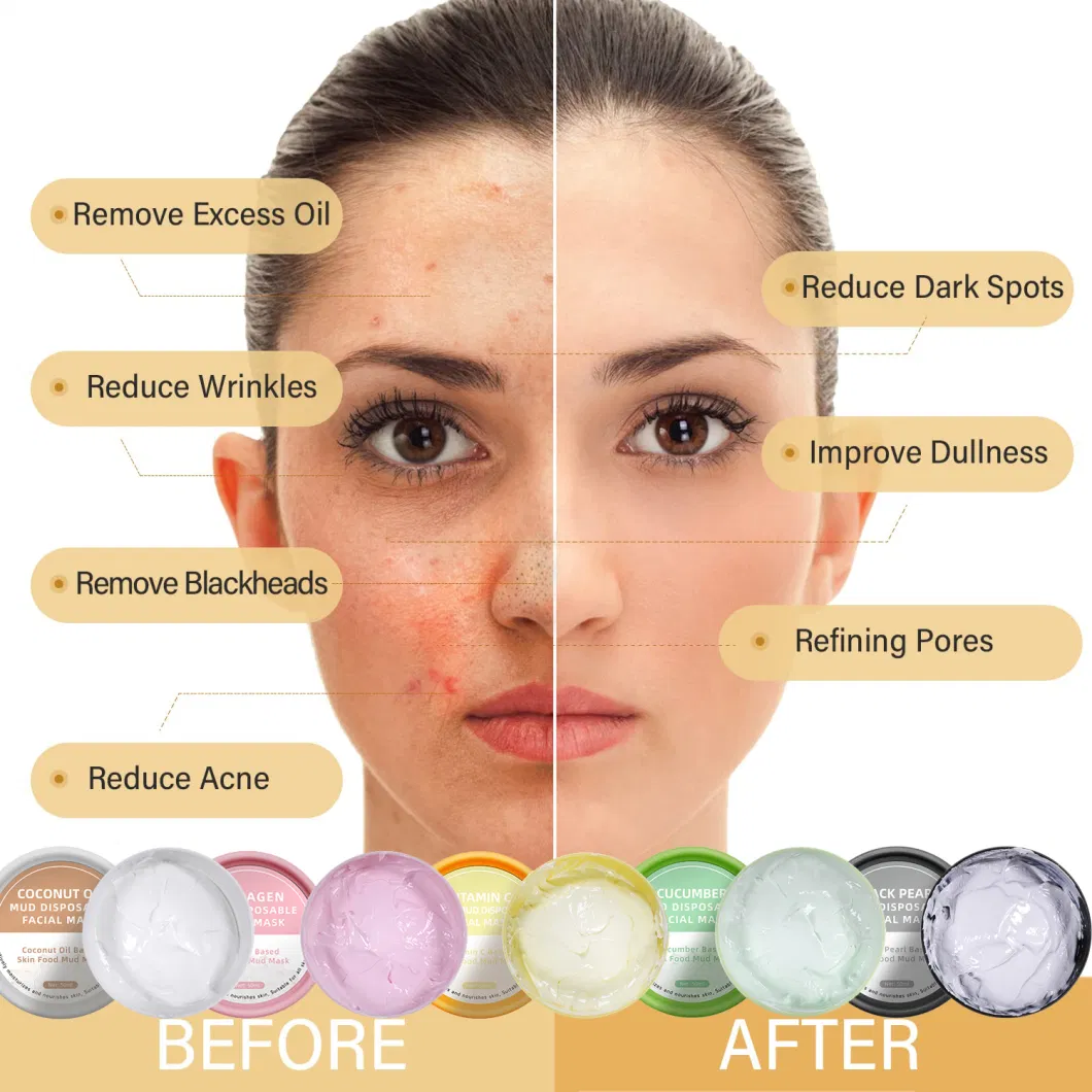 Vegan Kaolin Facial Skin Care Firming Exfoliating Blackhead Collagen Turmeric Face Mud Clay Mask