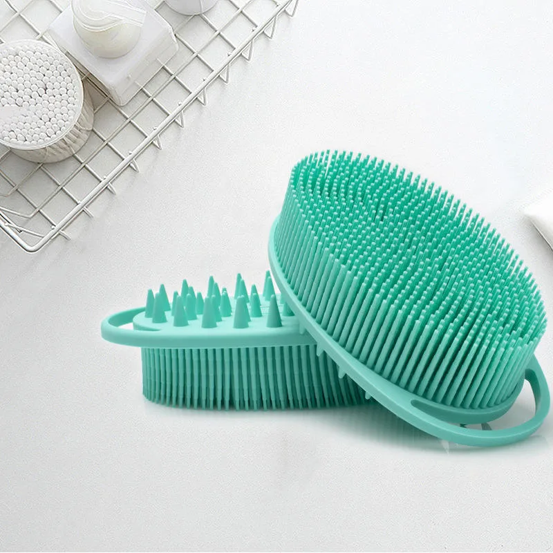 Popular Ultra Soft Silicone Double Face Cleansing Sided Scalp Massager Shampoo Brush Baby Silicone Bath Brush