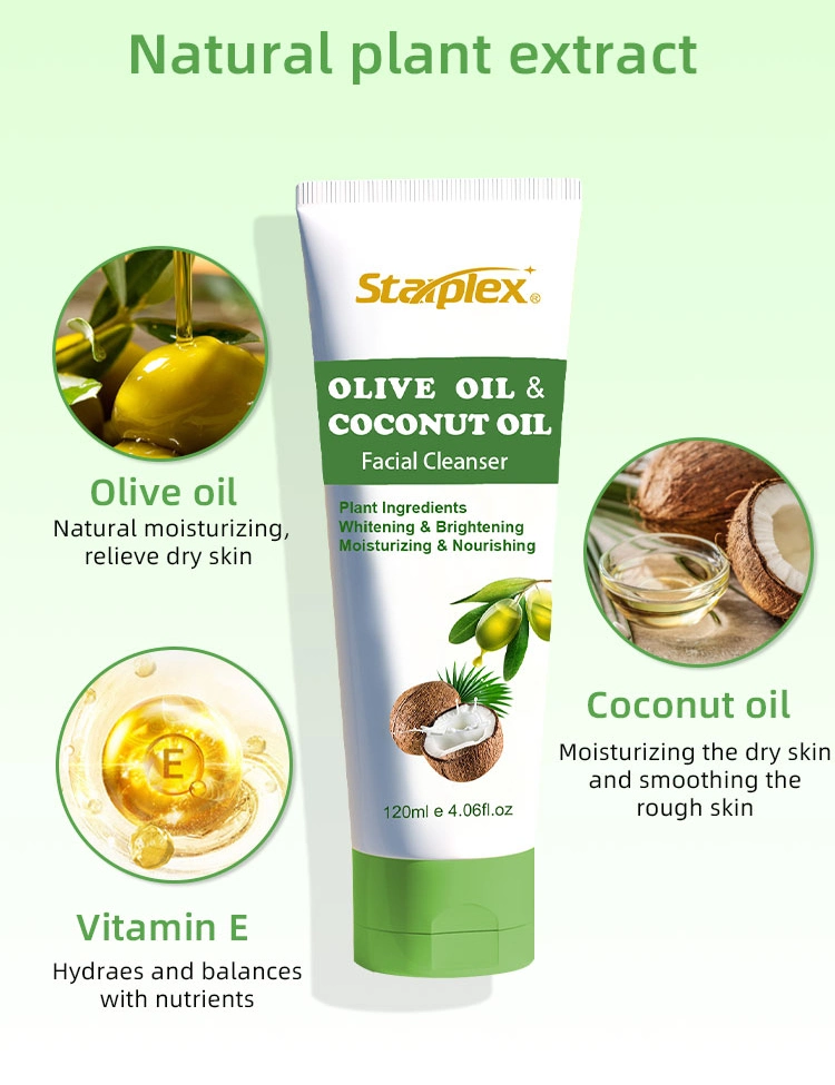 Starplex or Custom Logo Organic Olive Oil Skin Moisturizing Facial Foam Coconut Oil Cleanser Face Wash