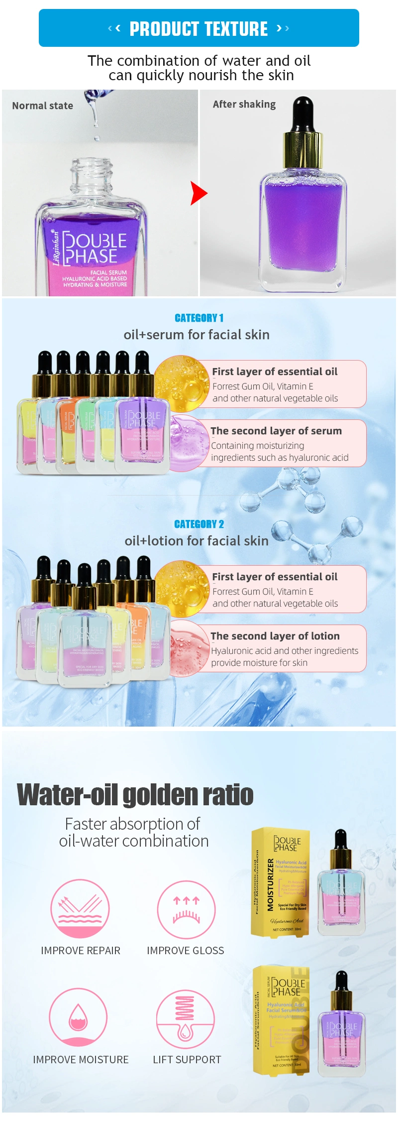 Hot Sale Facial Vitamin C Brightening Serum with Hyaluronic Acid Serum for Face