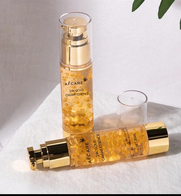 Private Label Custom Skin Whitening Moisturizing Anti-Aging Natural Organic 24K Gold Caviar Face Serum