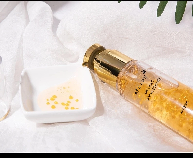 Private Label Custom Skin Whitening Moisturizing Anti-Aging Natural Organic 24K Gold Caviar Face Serum